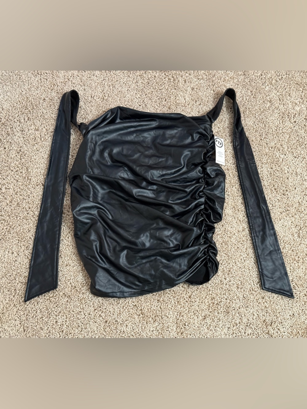 Fashion to Figure Black Shiny Pu Wrap Skirt. Size 0. New with Tags.